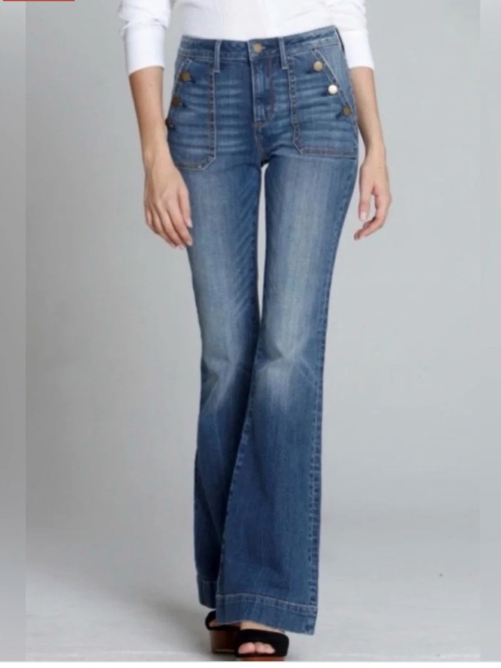 Driftwood Farrah Sailor Flare High Rise Patch Pocket Jeans Sz 29